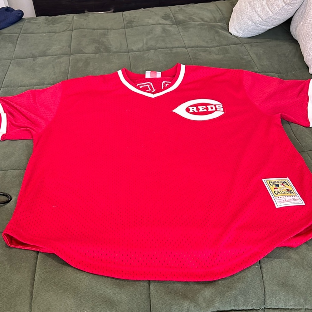 Pete Rose Red Cincinnati Cooperstown  Authentic Pullover Mitchell & Ness Jersey